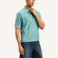 Men's Knitted Teal Polo T-shirt - Side View