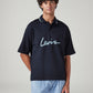 Men's Brand Logo Loose Fit Polo T-shirt - Front View