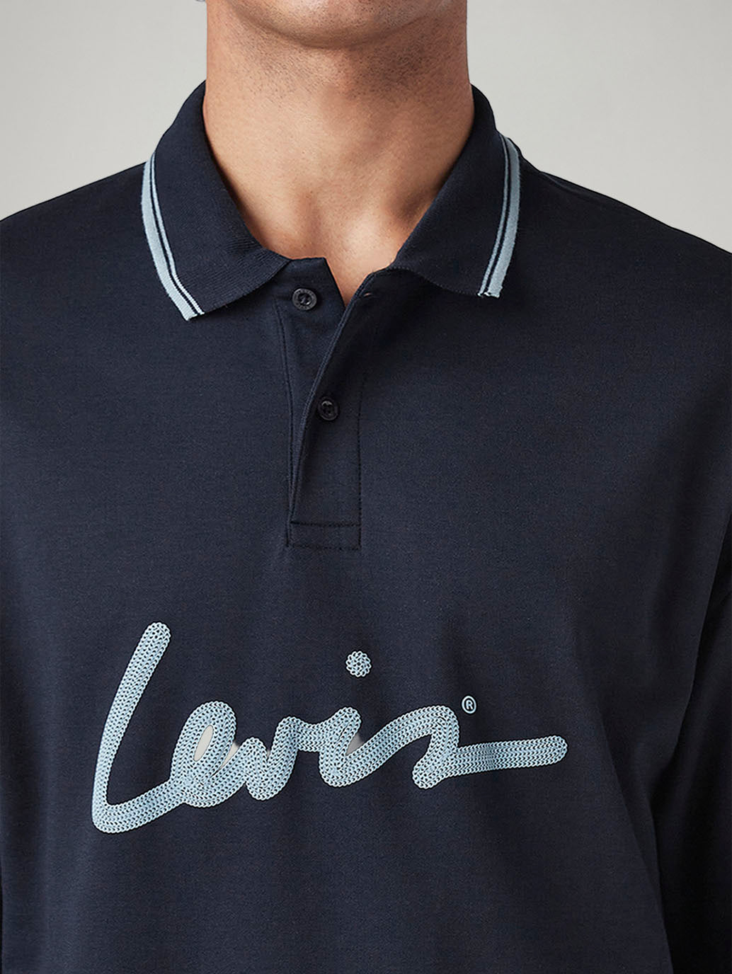 Men's Brand Logo Loose Fit Polo T-shirt - detail View