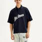 Men's Brand Logo Loose Fit Polo T-shirt - Front View