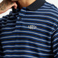 Men's Striped Blue Loose Fit Polo T-shirt - Detail View