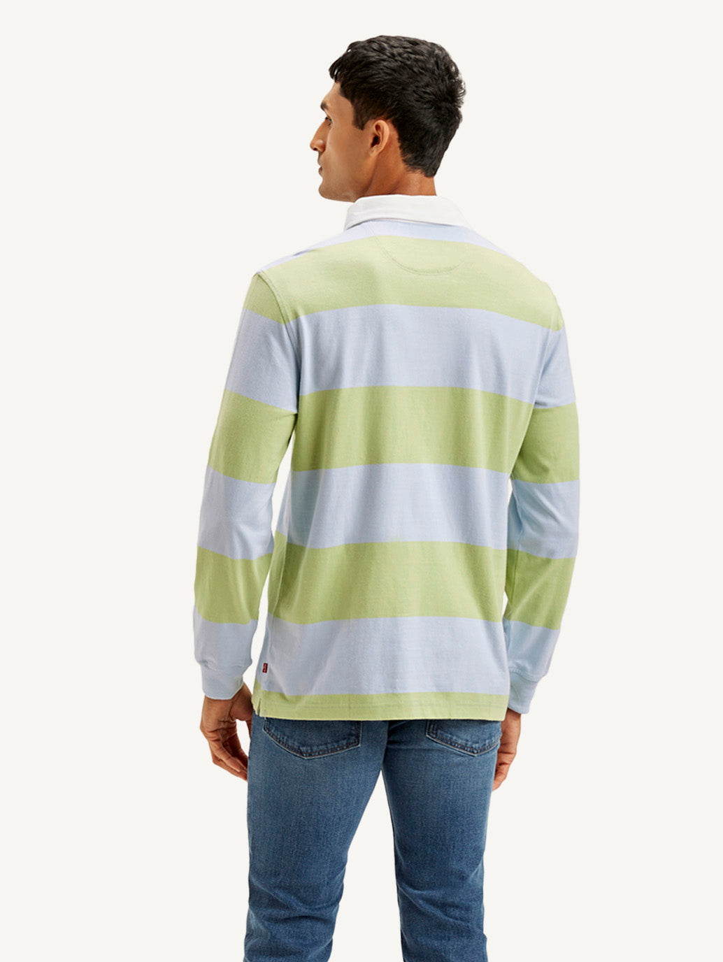 Men's Striped Polo T-shirt - Back View
