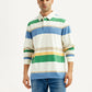Men's Striped Multi Color Slim Fit Polo T-shirt - Front View