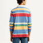 Men's Striped Multi Color Slim Fit Polo T-shirt - Back View
