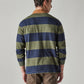 Men's Striped Loose Fit Jersey Polo T shirt - Back View