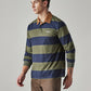 Men's Striped Loose Fit Jersey Polo T shirt - Side View