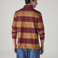 Men's Striped Loose Fit Jersey Polo T-shirt - Back View