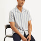 Men's Resort Collar Striped Relaxed Fit Camp Shirt - Styleshot View