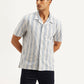 Men's Resort Collar Striped Relaxed Fit Camp Shirt - Front View