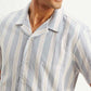 Men's Resort Collar Striped Relaxed Fit Camp Shirt - Detail View