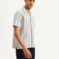 Men's Resort Collar Striped Relaxed Fit Camp Shirt - Side View