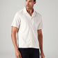 Men's Off White Relaxed Fit Resort Collar Camp Shirt - Front View