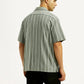 Men's Striped Olive Relaxed Fit Camp Shirt - Back View