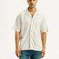 Men's Striped Off White Relaxed Fit Camp Shirt - Front View