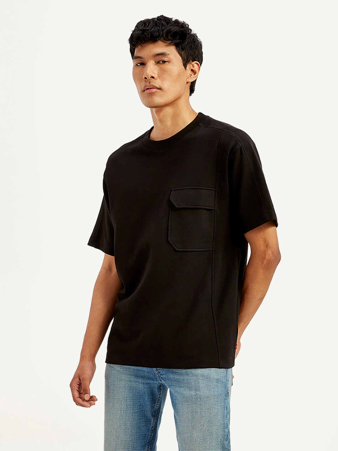Men's Solid Crew Neck Utility T-Shirt - Side View