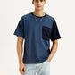 Men's Colorblock Blue Crew Neck T-shirt - Styleshot View