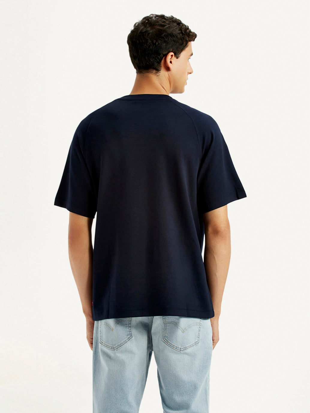 Men's Colorblock Blue Crew Neck T-shirt - Back View