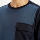 Men's Colorblock Blue Crew Neck T-shirt - Detail View