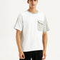 Men's Colorblock White Crew Neck T-shirt - Front View