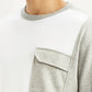 Men's Colorblock White Crew Neck T-shirt - Detail View