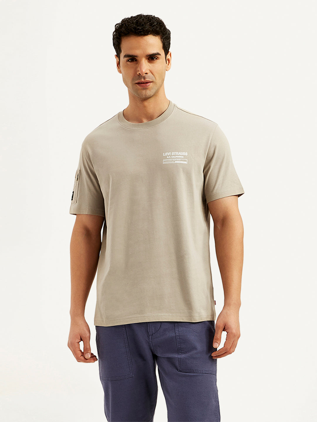 Men's Solid Crew Neck Utility T-Shirt - Front View