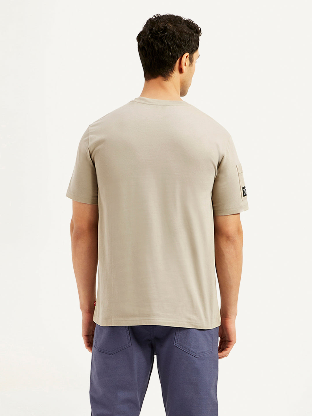 Men's Solid Crew Neck Utility T-Shirt - Back View