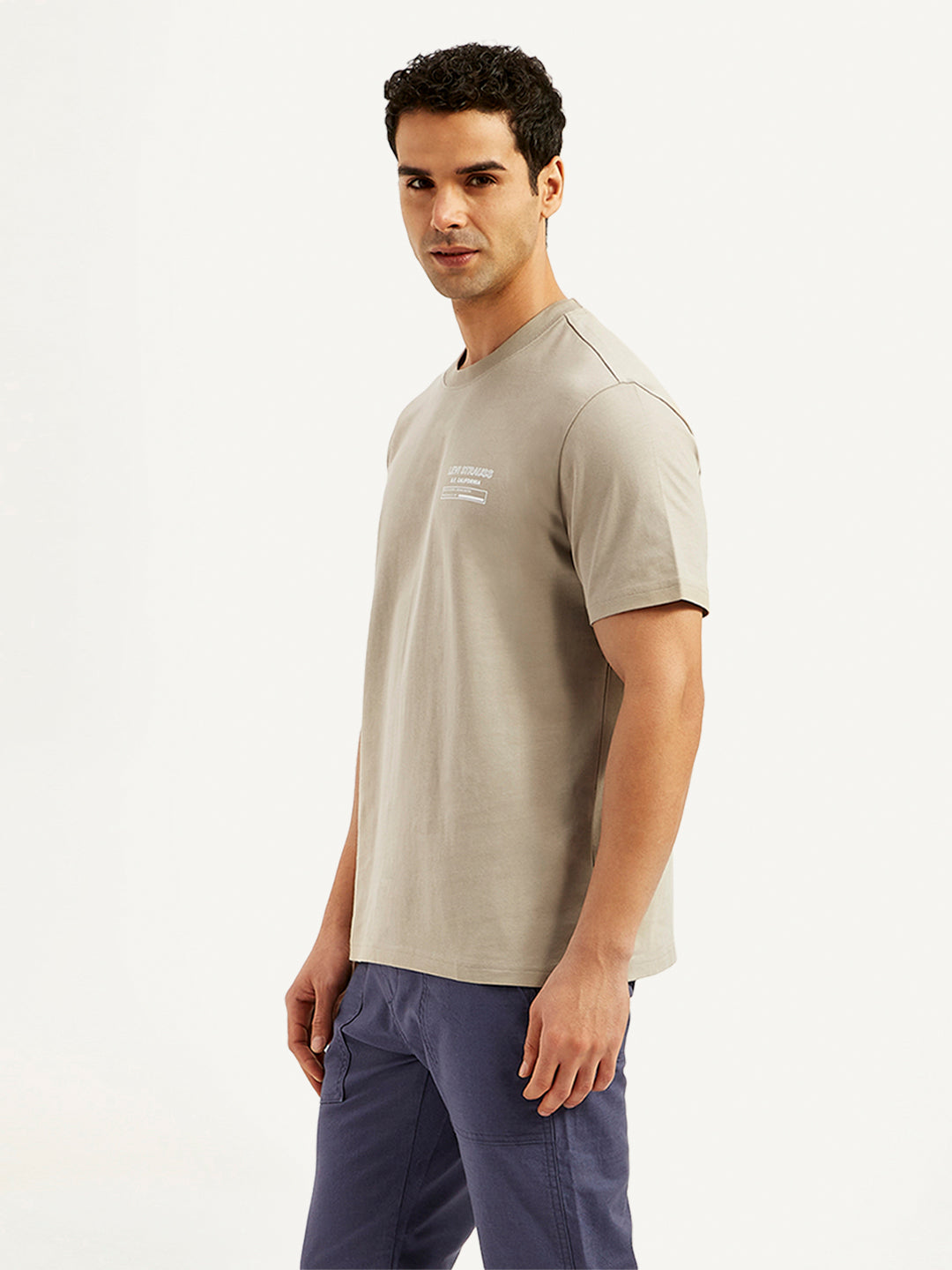Men's Solid Crew Neck Utility T-Shirt - Side View