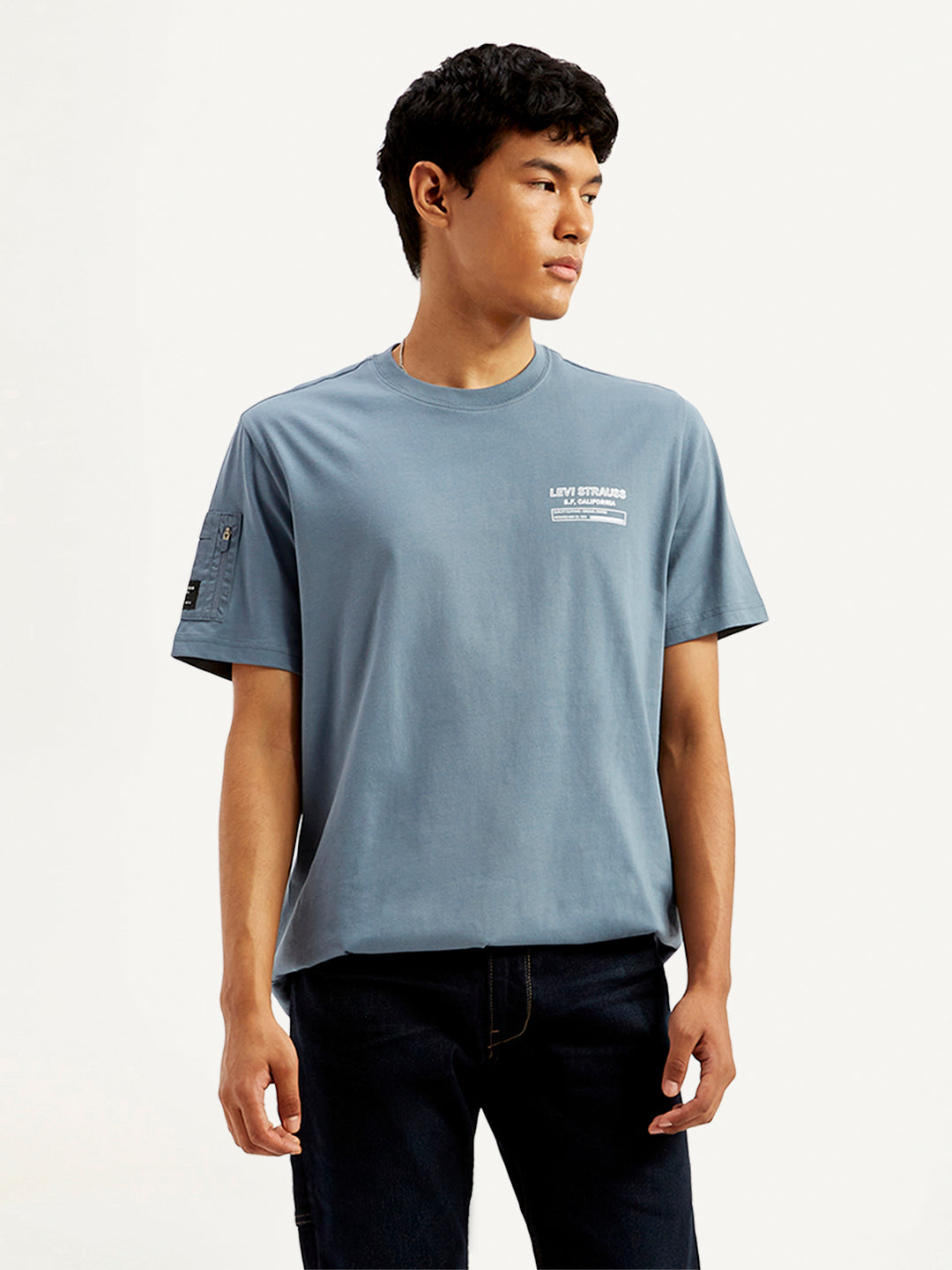 Men's Solid Crew Neck Utility T-Shirt - Front View