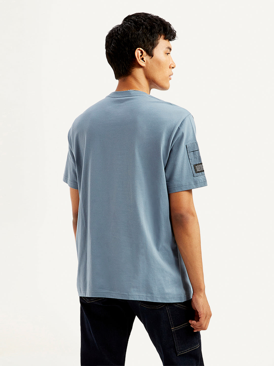 Men's Solid Crew Neck Utility T-Shirt - Back View