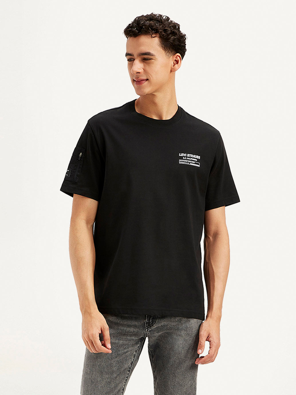 Men's Brand Logo Crew Neck Utility T-shirt - Front View