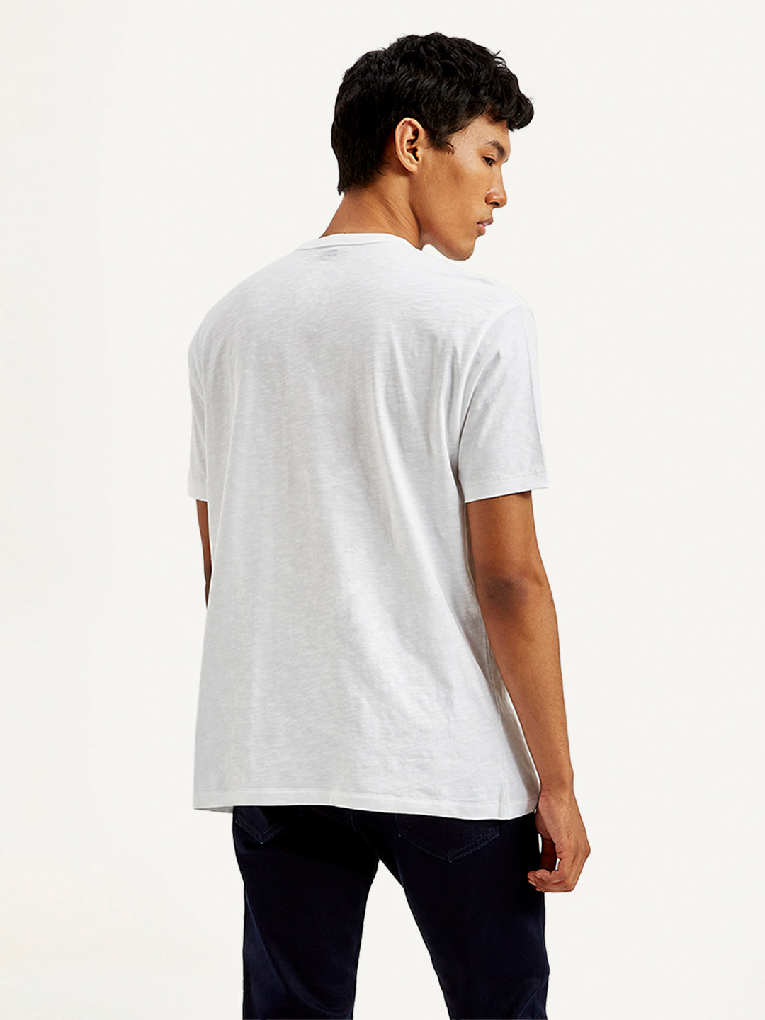 Men's Solid Slim Fit T-Shirt - Back View