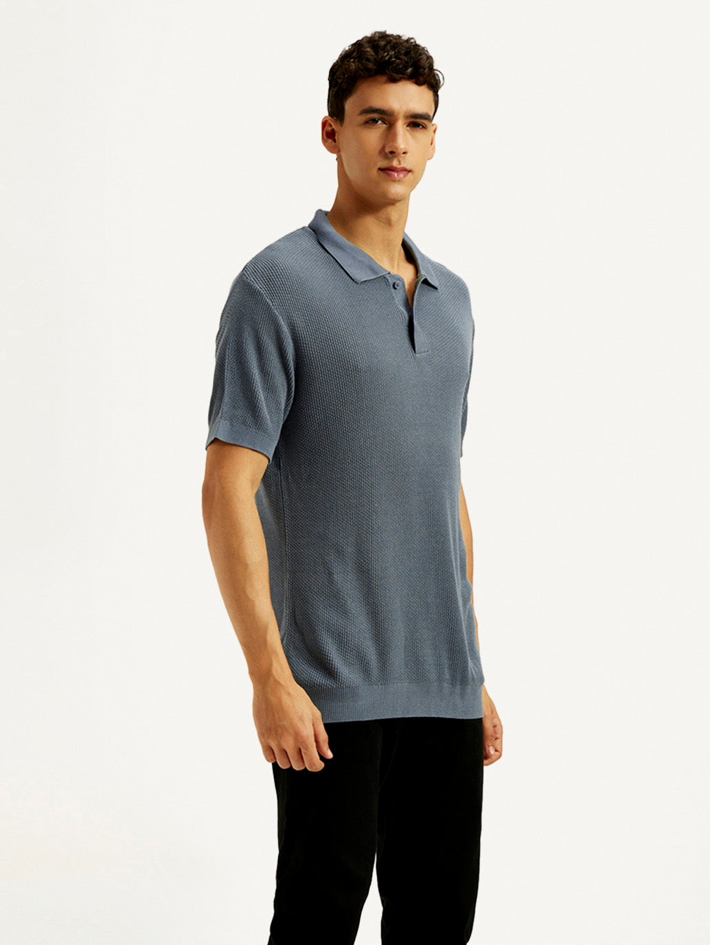 Men's Redloop Textured Slim Fit Polo T-Shirt - Side View