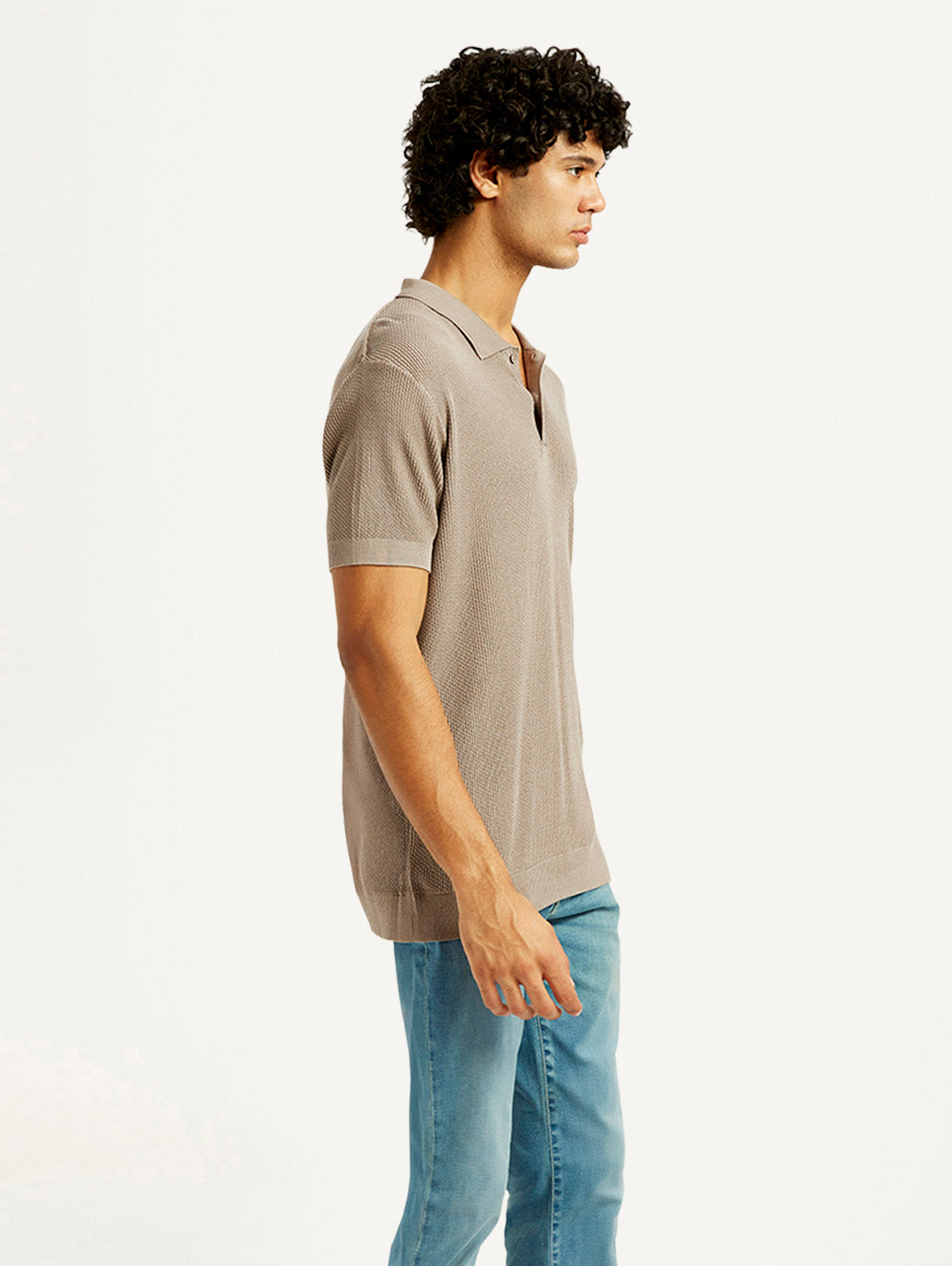 Men's Redloop Textured Slim Fit Polo T-Shirt - Side View