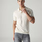 Men's Solid Off White Pique Polo T shirt - Styleshot View