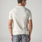 Men's Solid Off White Pique Polo T shirt - Back View