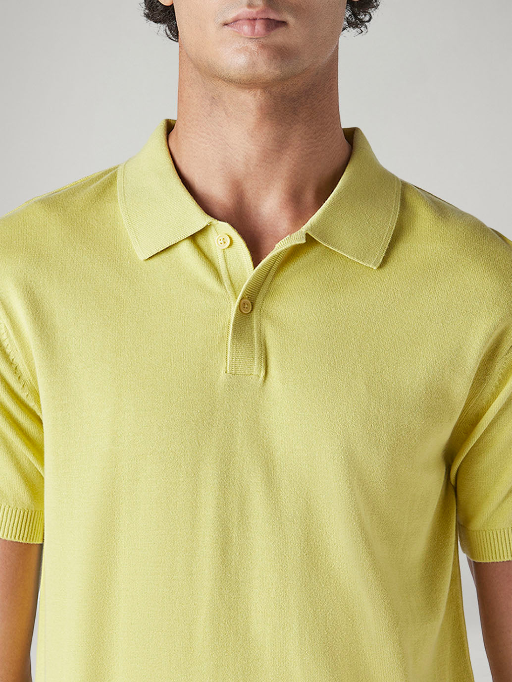 Men's Solid Yellow Pique Polo T-shirt - 20 View