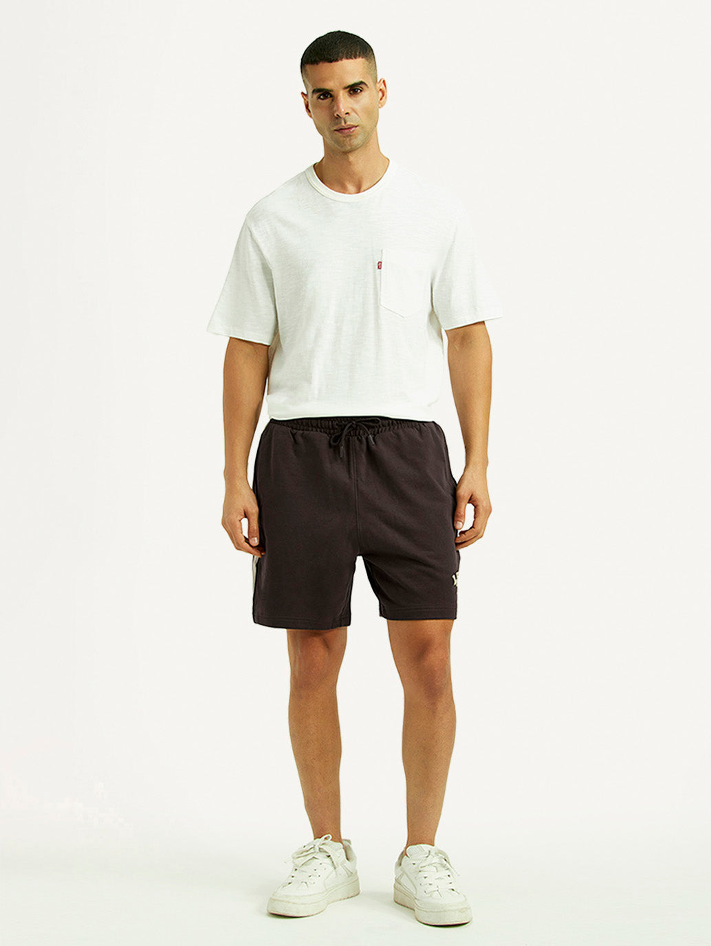 Men's Brown Regular Fit Mid Rise Shorts - Front View