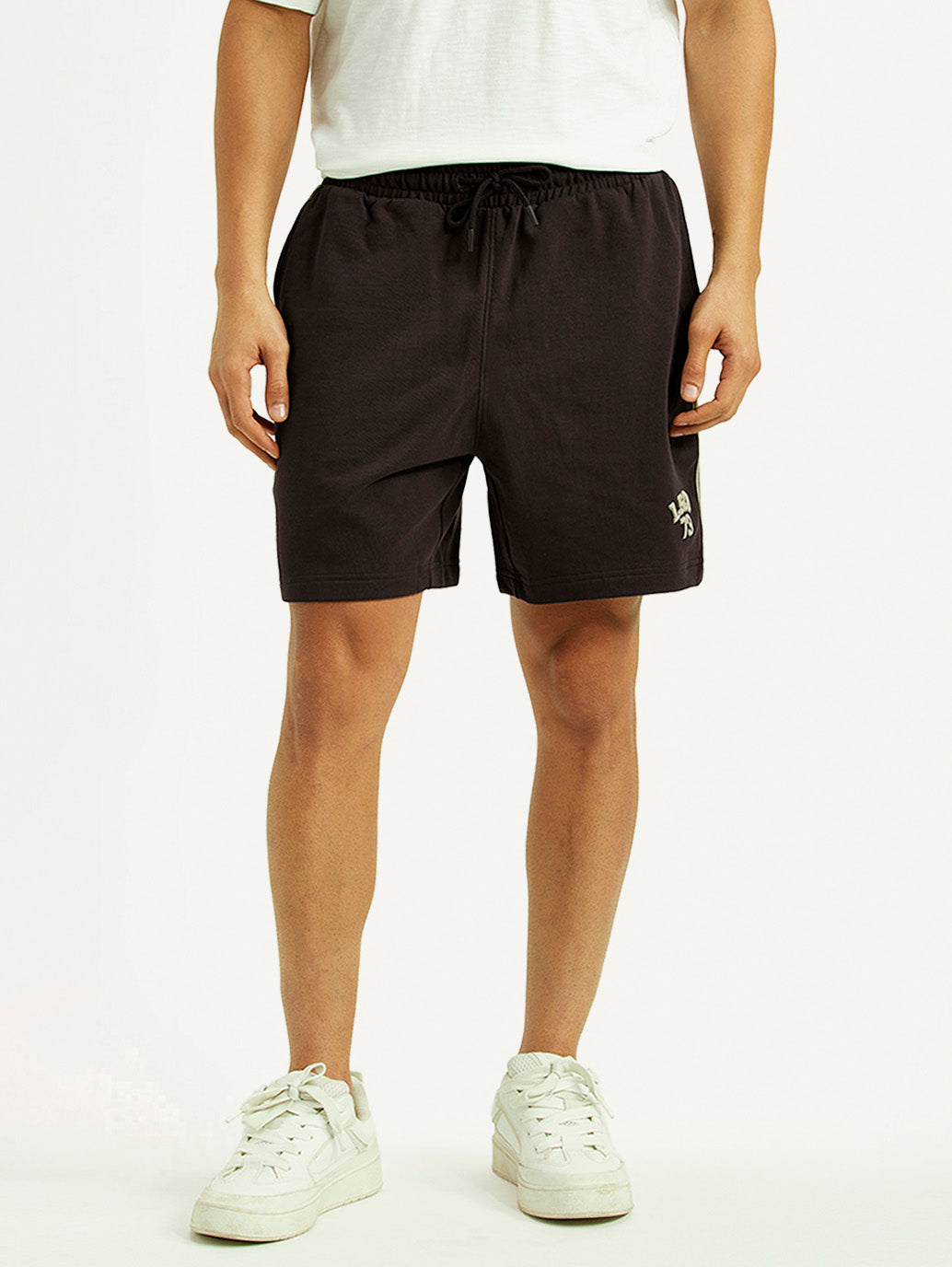 Men's Brown Regular Fit Mid Rise Shorts - Front View