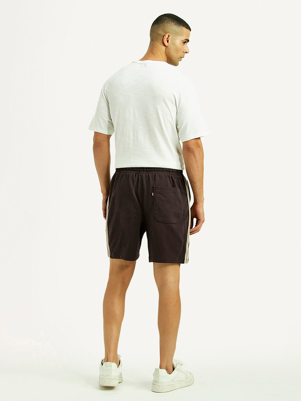 Men's Brown Regular Fit Mid Rise Shorts - Back View