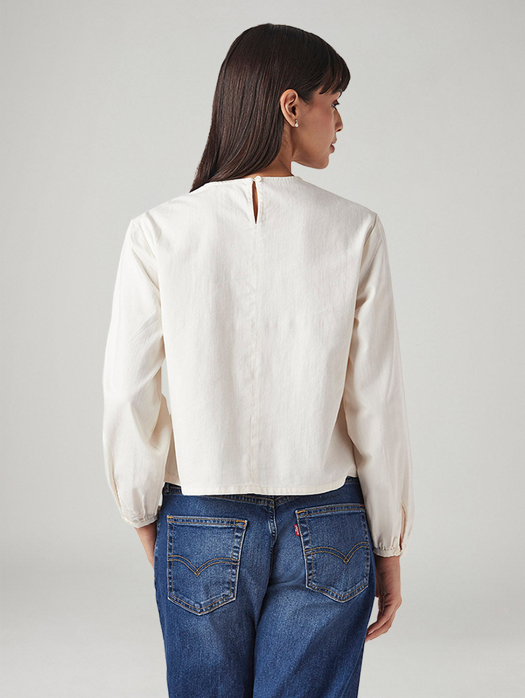 Women's Embroidered Regular Fit Top - Back View