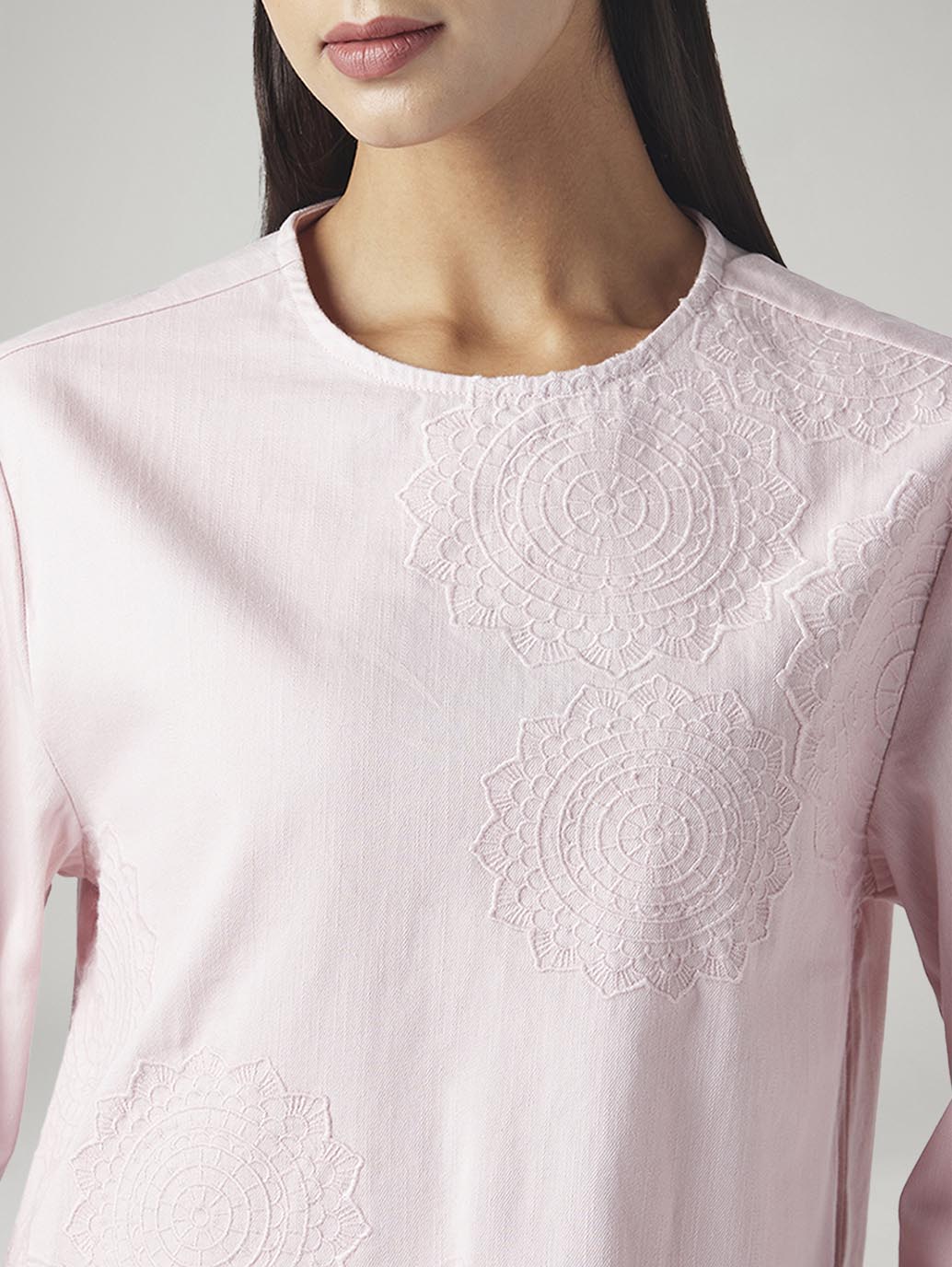 Women's Embroidered Regular Fit Top - Detail View