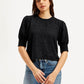 Women's Textured Black Round Neck Top - Front View
