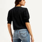 Women's Textured Black Round Neck Top - Back View