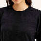 Women's Textured Black Round Neck Top - Detail View