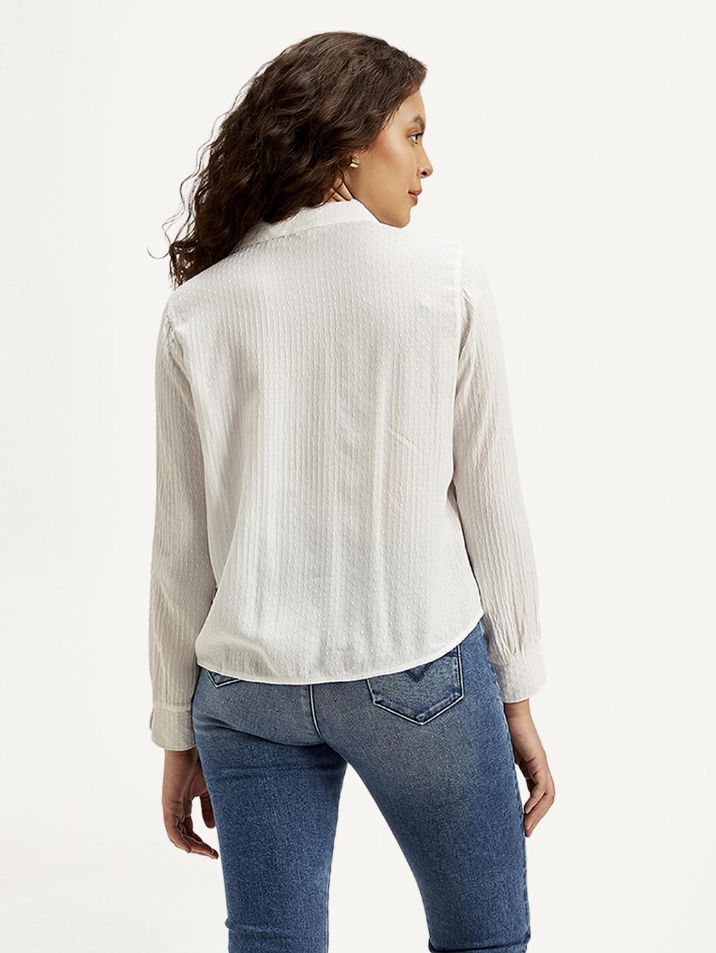 Women's Textured Spread Collar Shirt - Back View