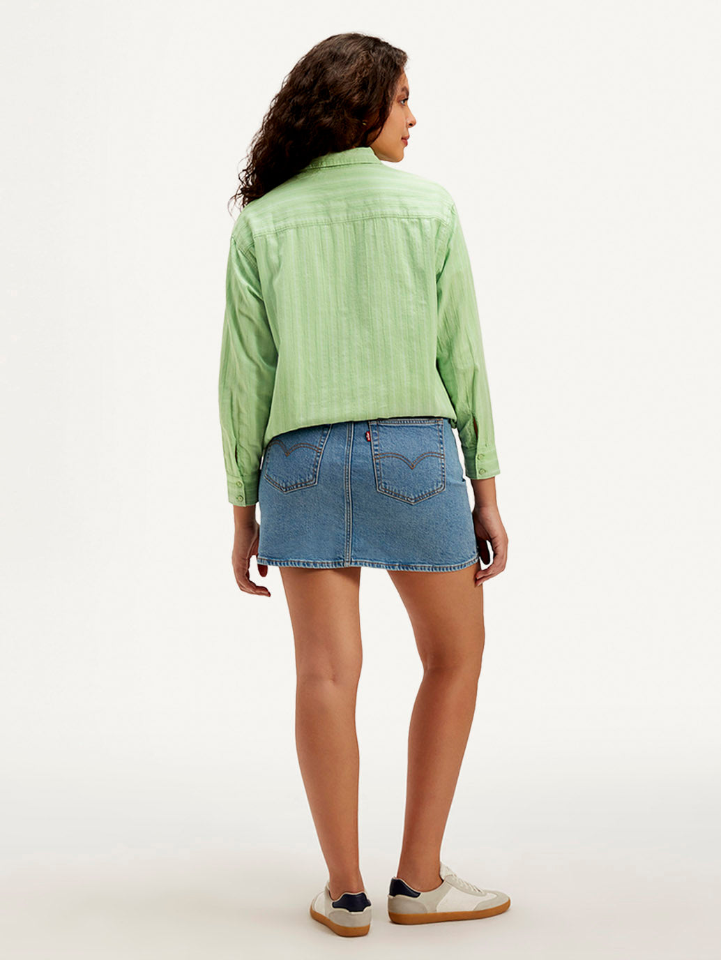 Women's Textured Spread Collar Shirt - Back View