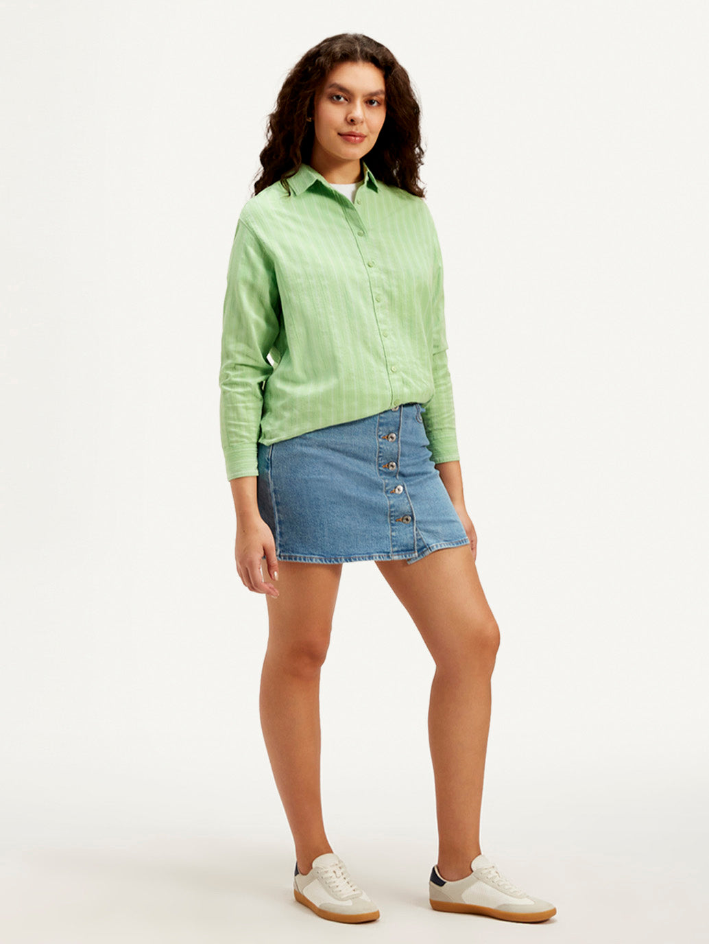 Women's Textured Spread Collar Shirt - Side View
