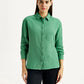 Women's Textured Green Relaxed Fit Shirt - Front View