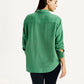 Women's Textured Green Relaxed Fit Shirt - Back View