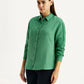 Women's Textured Green Relaxed Fit Shirt - Side View